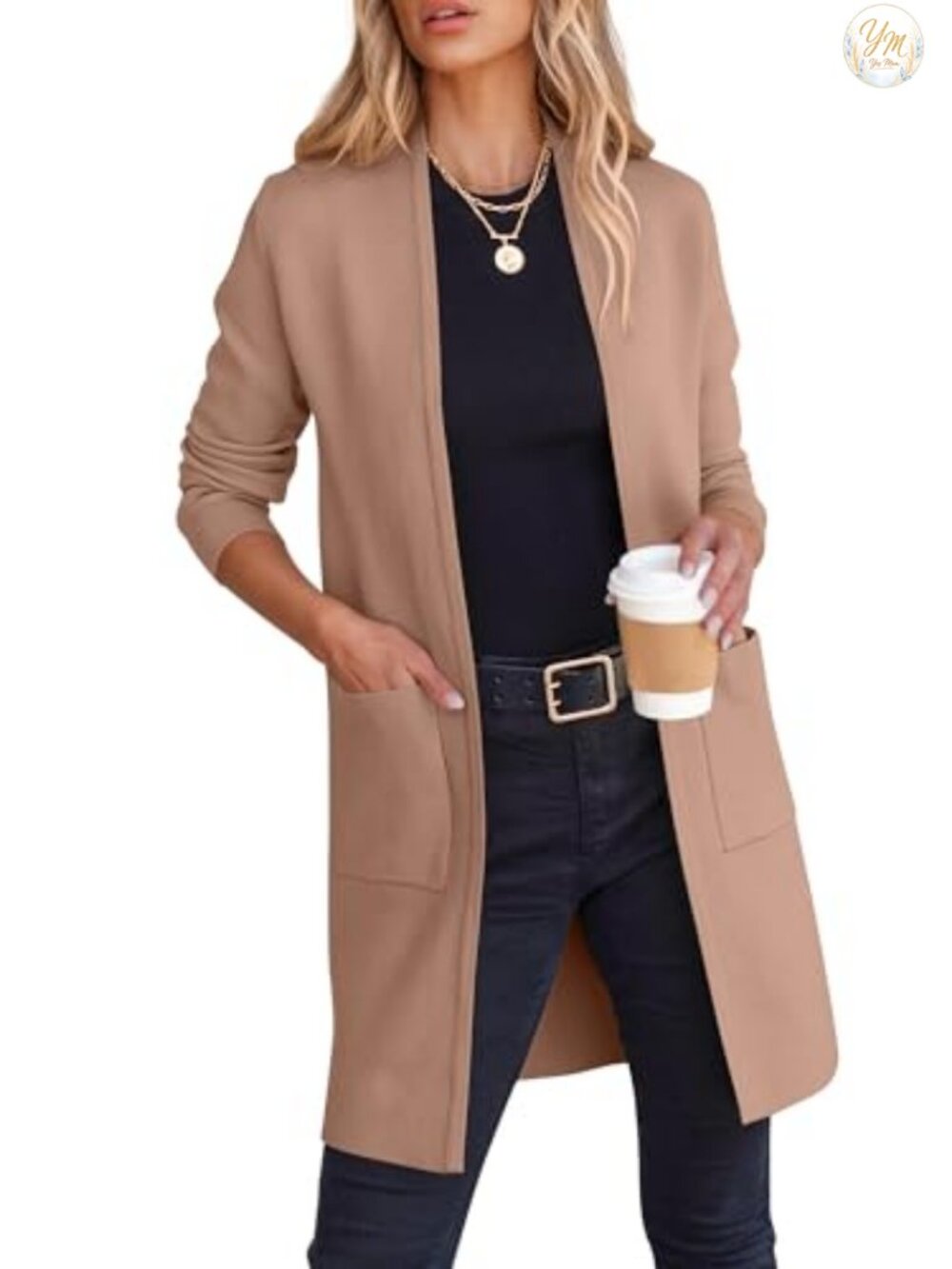Women's Knit Cardigan Sweater Open Front Long Sleeve V-Neck